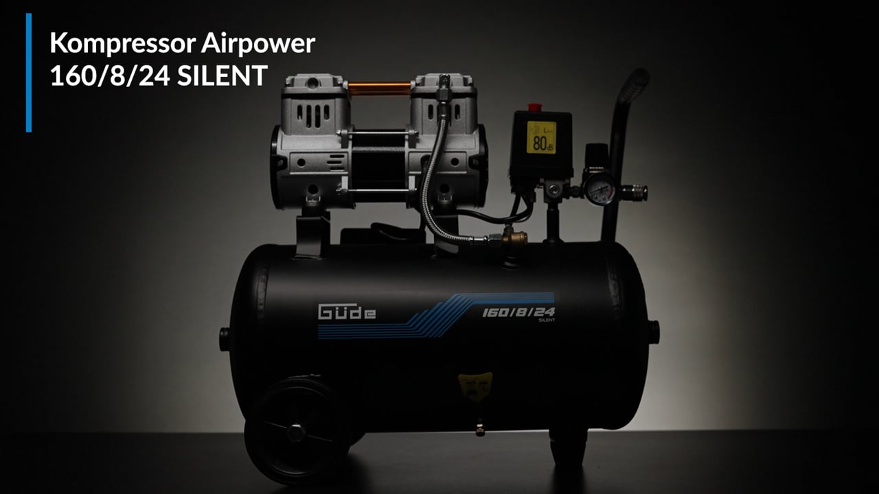 Produktvideo GÜDE Kompressor Airpower 160/8/24 Silent im Studio